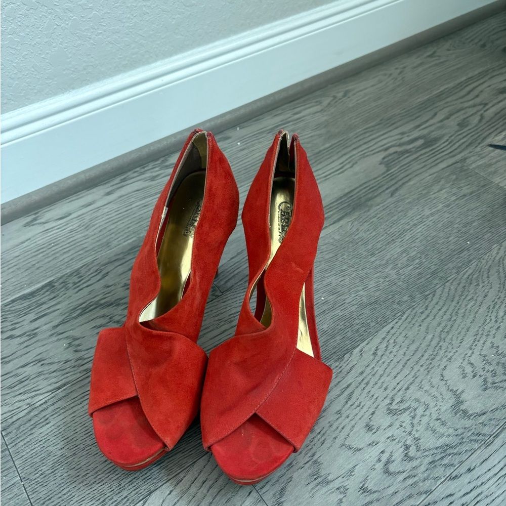 Cunty red 2010s platform heels
